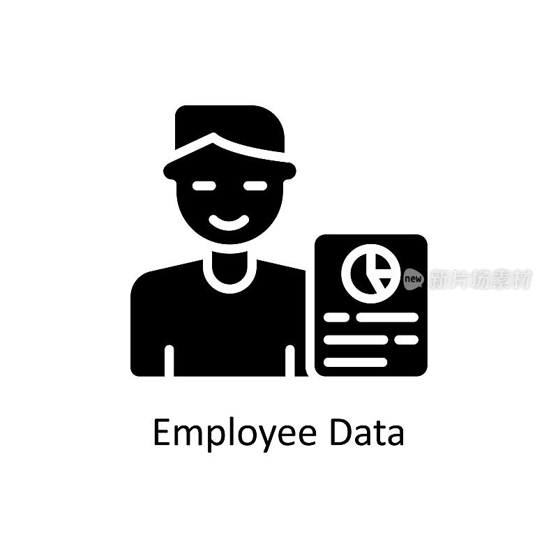 员工数据矢量实体图标设计说明。白色背景EPS 10文件上的业务和数据管理符号